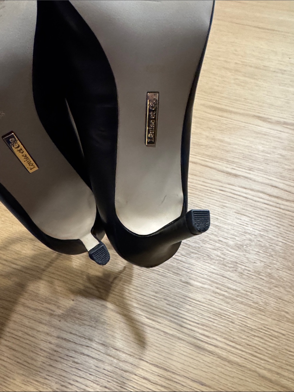 Louise et Cie Black Pointed-Toe Ankle-Strap Pumps with Gold Buckle - Picture 14 of 16